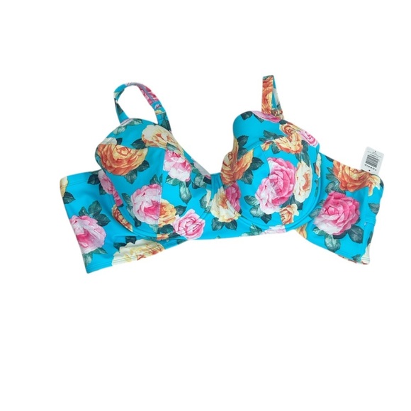 Torrid Bikini Top Blue Floral Underwire Women's Plus SZ 6X Summer Vacation NEW - Picture 7 of 11